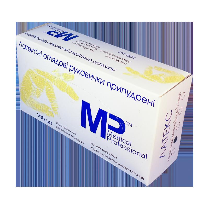 MEDICAL PROFESSIONAL®, Латексні оглядові рукавички припудрені М